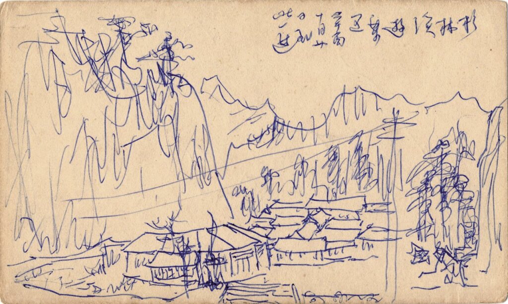 張光賓1981年杉林溪遊樂區原子筆速寫。