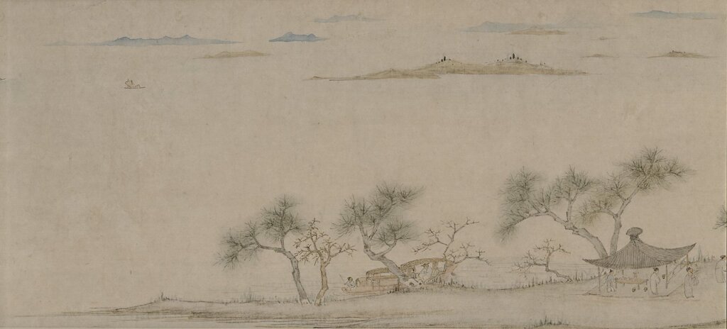 楊補1652年作〈春江送別圖〉卷，設色紙本，曹氏家族收藏。圖為局部。©photo by Michael Tropea。