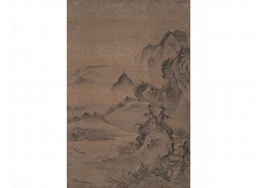 圖3 15世紀中期~後期傳安堅〈漁村夕照圖〉,日本大和文華館藏。