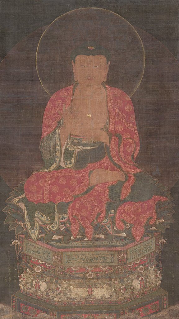 1306年〈阿彌陀如來像〉（日本重要文化財），日本根津美術館藏。