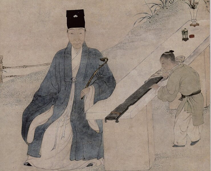 明代士中〈李流芳像〉，124.6×40公分，北京故宮博物院藏。圖為局部。圖╱本刊資料室。