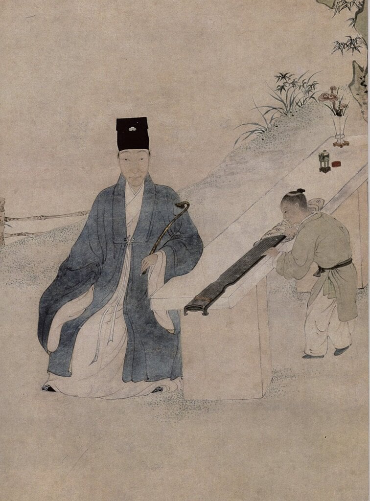 明代士中〈李流芳像〉，124.6×40公分，北京故宮博物院藏。圖為局部。圖╱本刊資料室。