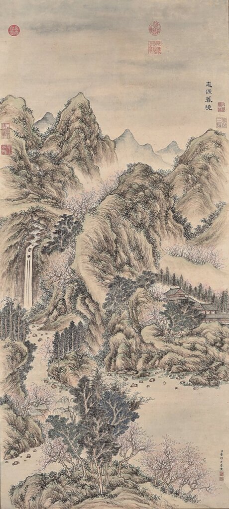 清代董邦達〈桃源春曉〉，設色紙本，144.5×65公分，估價700萬～900萬港元。