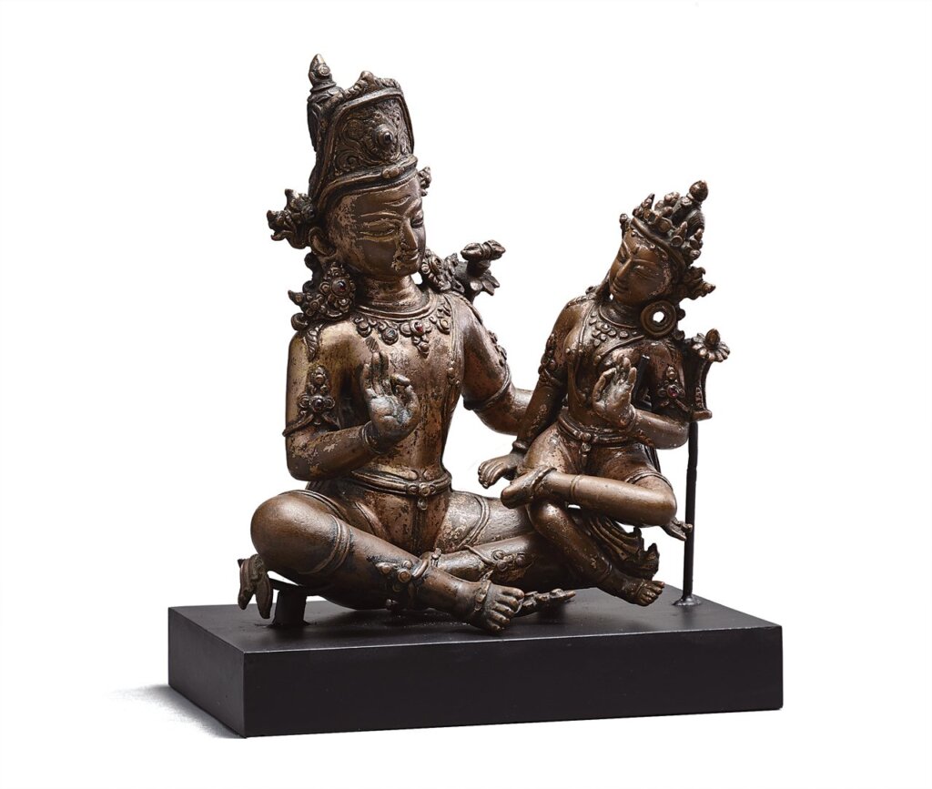 14世紀尼泊爾馬拉王朝〈因陀羅與因陀羅尼〉，高19公分。