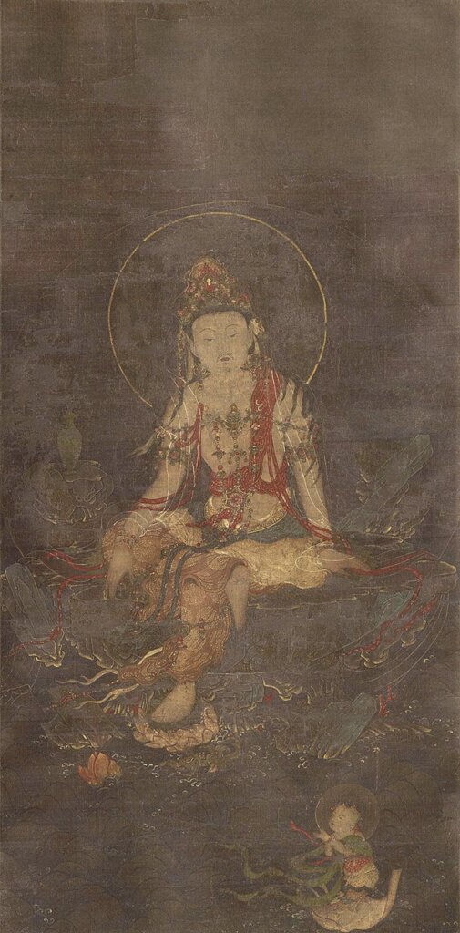 14世紀〈水月觀音像〉，日本大和文華館藏。