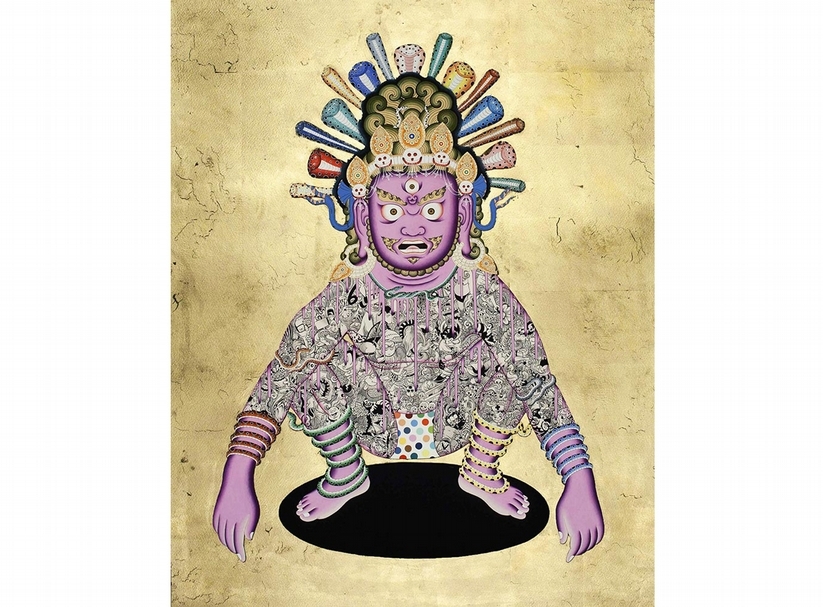 次仁夏爾巴,OMG, 2016,於賽默塞特紙上的藝術微噴,81 x 67 cm (31¾ x 26 ¼ in)