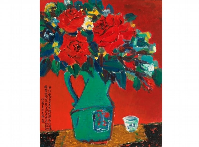 艷紅可愛,36.5x44cm,油畫,1981。