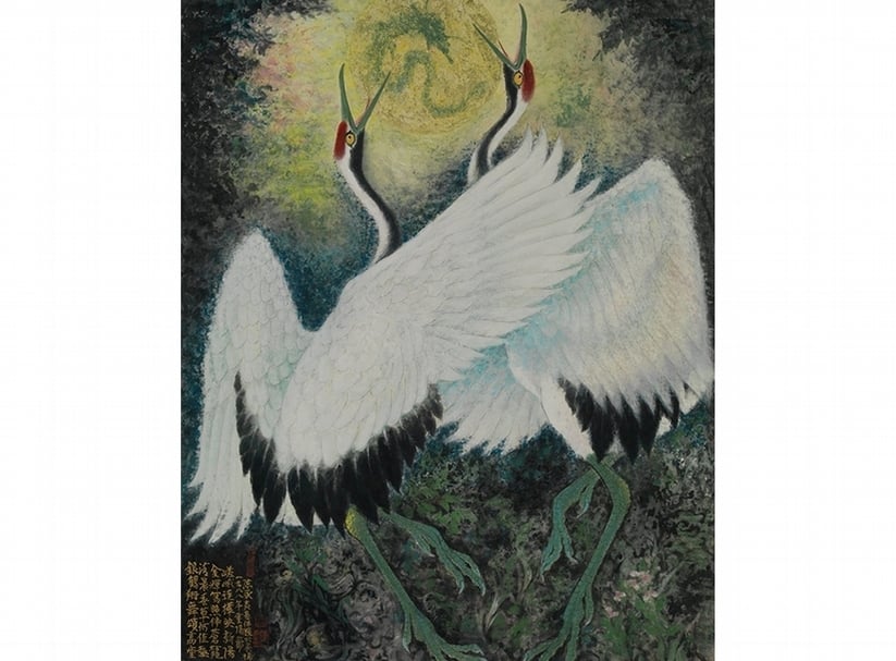 銀鶴翔舞,56x70cm,膠彩,1981。