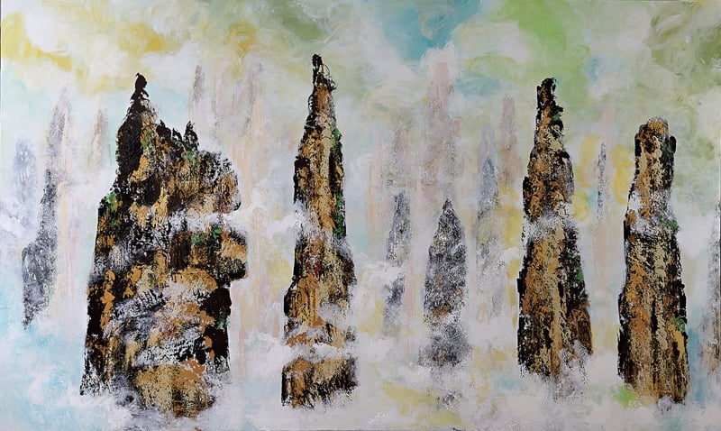 彭雄渾《Zhangjiajie》‧壓克力、畫布‧180×600 cm‧2013。