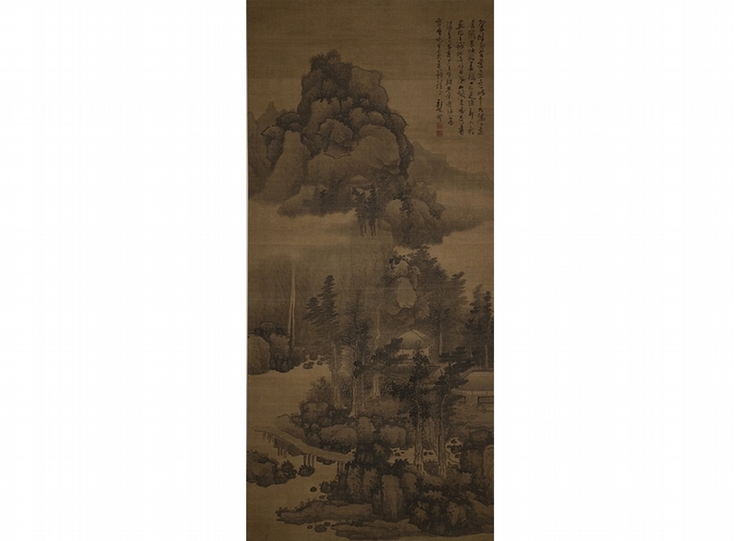 圖6 龔賢〈翠嶂飛泉〉，191×89公分，重慶中國三峽博物館藏。