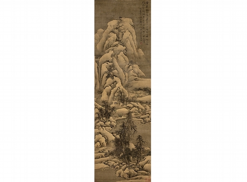 圖5 李寅1693年所作〈谿山行旅圖〉，155.5×48公分，鴻禧美術館藏。圖∣鴻禧美術館