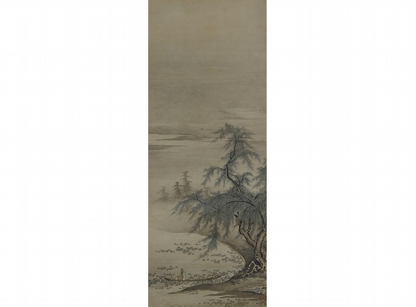 圖4 室町時代狩野正信〈周茂叔愛蓮圖〉，日本國寶，九州國立博物館藏。圖︱九州國立博物館