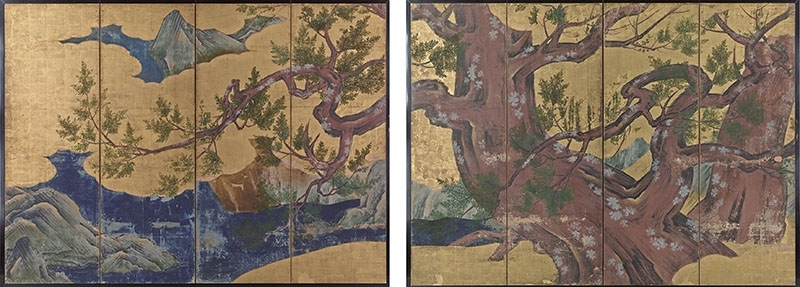 圖8 安土桃山時代狩野永德〈檜圖屏風〉，日本國寶，東京國立博物館藏。圖︱東京國立博物館