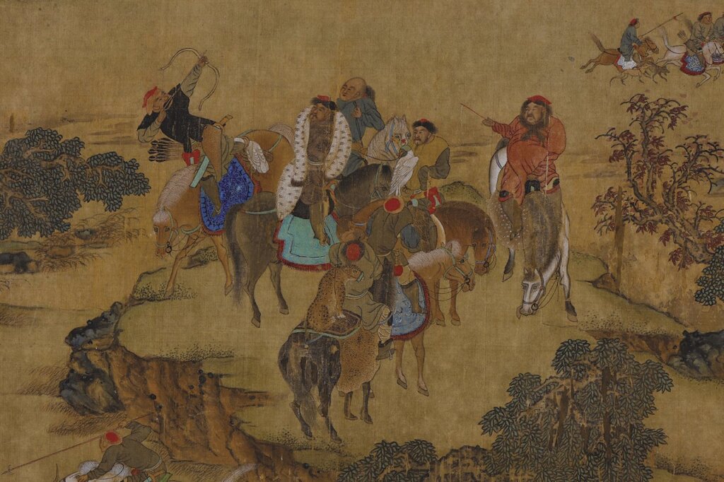 與〈元世祖出獵圖〉近似布局。