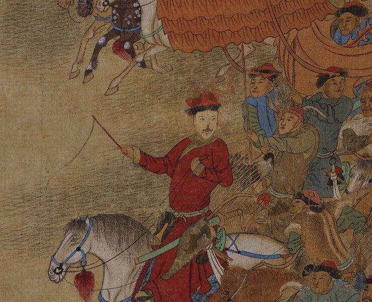 紅衣者或為皇帝（汗王）。