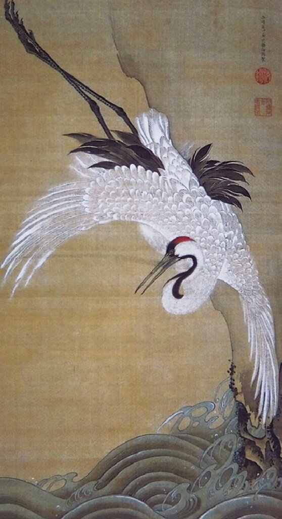 伊藤若冲〈白鶴圖〉，私人藏。圖為其中一幅。