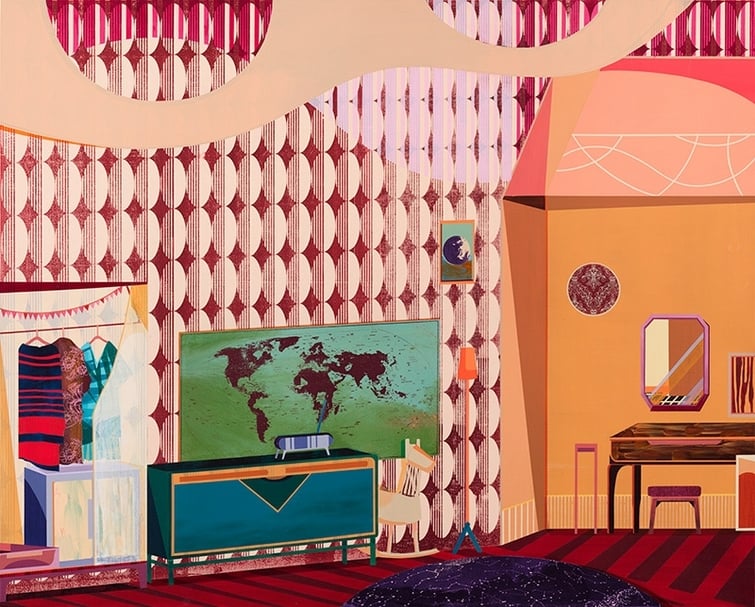 溫孟瑜 到遠方旅行的房間 A Room During A Long Distance Trip 壓克力彩、畫布 100x80cm 2016