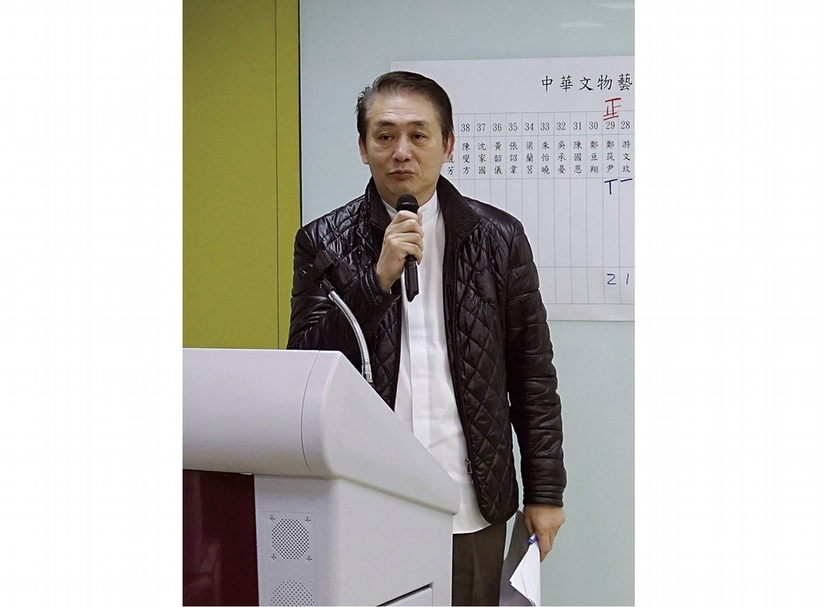 中華文物藝術拍賣協會第二屆理事長劉廷振致詞。圖︱中華文物藝術拍賣協會