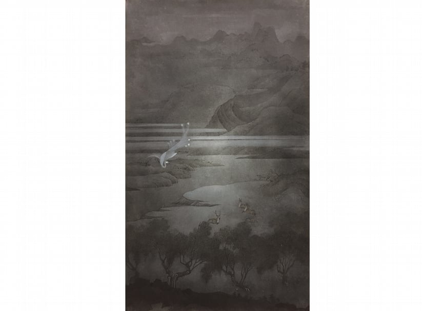肖旭│暮花園 水墨、紙本 63x38cm 2016（圖片提供：肖旭）