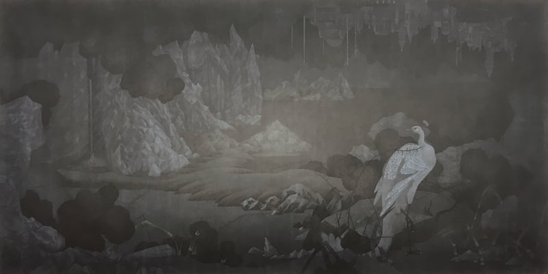 肖旭│迷樓 水墨、紙本 125x245cm 2016（圖片提供：肖旭）