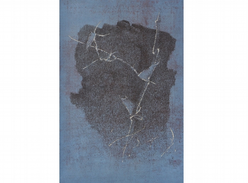 劉金桔《來自窗外的聲音》．壓克力顏料、墨、色粉、宣紙．122×83cm．2012。圖｜大象藝術