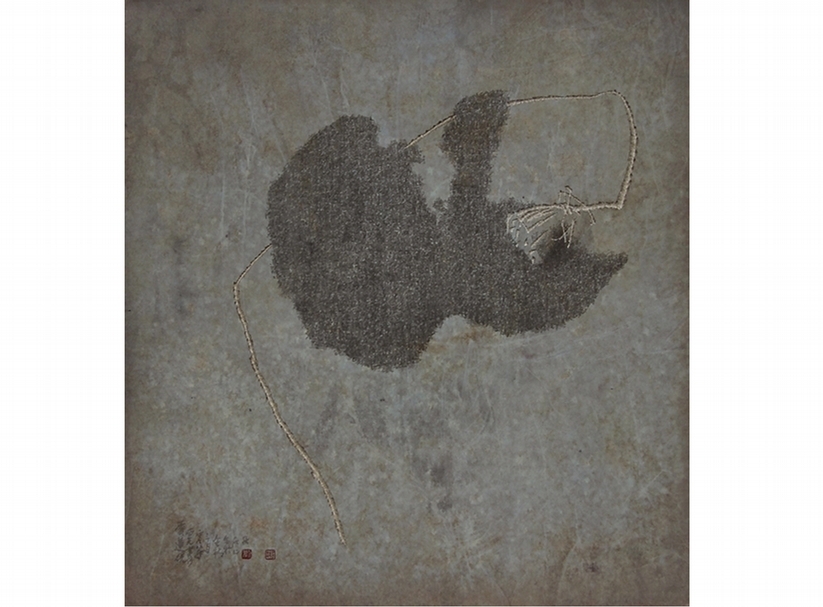 劉金桔《愛蓮說》．壓克力顏料、墨、宣紙．80×75 cm．2008。圖｜大象藝術