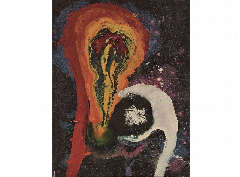 元永定正《無題》.油畫及合成樹脂漆畫布.116.7×90.9 cm.1963。預估價:400萬至600萬港元。圖|香港蘇富比