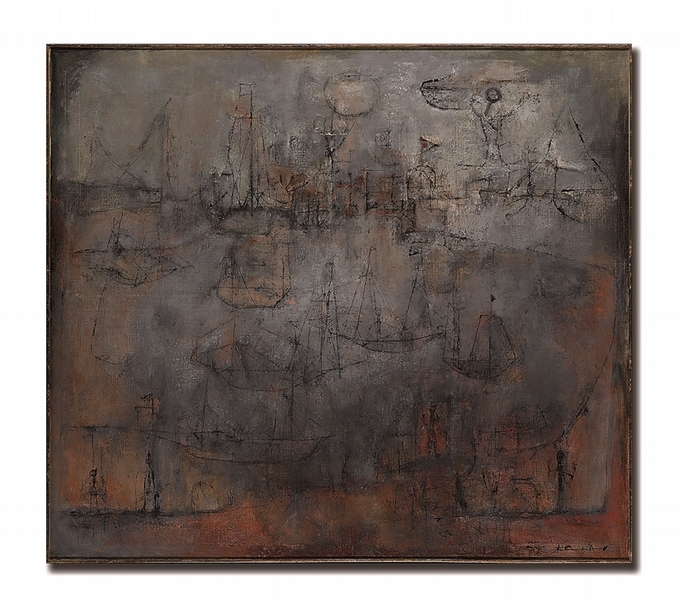 趙無極《月滿千帆》.油彩畫布.104.9×119.9 cm.1952。預估價:2500萬至3500萬港元。圖|香港蘇富比