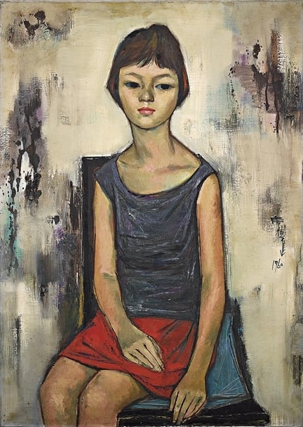 席德進《少女》在香港蘇富比夜場中，以逾高估價2倍的548萬港元成交，創下藝術家個人次高拍賣紀錄。圖｜本刊資料室