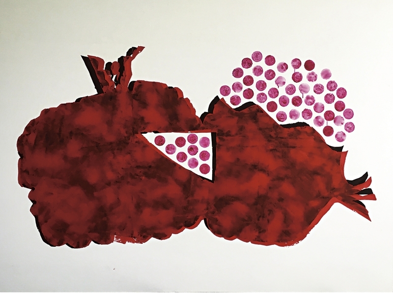 王懷慶《雙石榴》.油彩、畫布.145×200 cm.1998。圖/耿畫廊