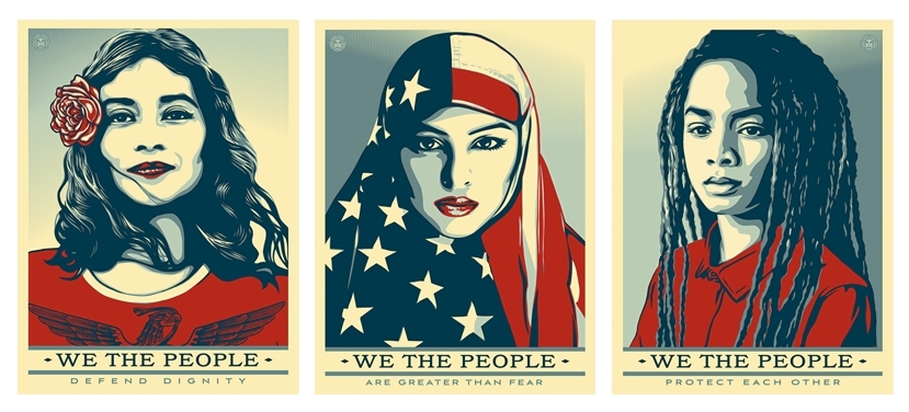 藝術家Shepard Fairey為「女權即是人權」創作的作品（致敬藝術家）。