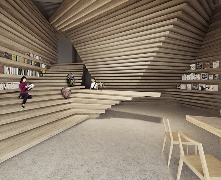 白石畫廊台北空間模擬圖。©KENGO KUMA & ASSOCIATES