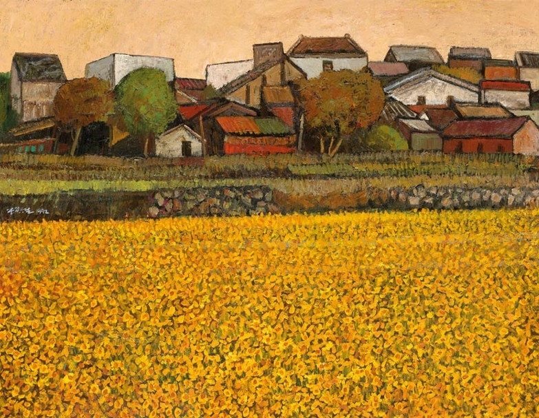 楊興生 花宴(竹東) 油彩 畫布 Oil on Canvas 90.5x106.5cm(50F) 1992