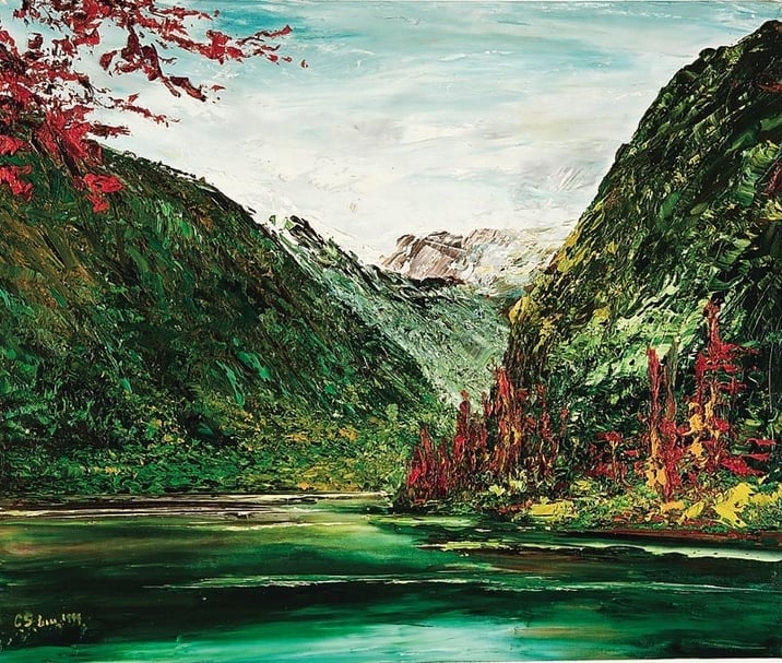 柳青松 湖泊 65x52cm 圖／柳清松提供