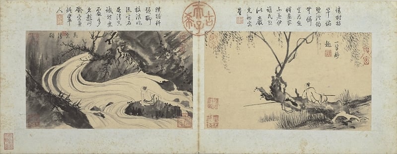 明王穀祥〈仿夏森畫〉冊，13.3×22.6公分。（圖∣國立故宮博物院）