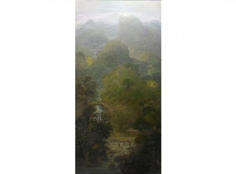 周成樑 水載夏樂園 油彩．畫布 100x200cm 2016（圖／國立中央大學藝文中心）