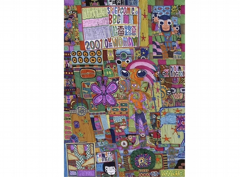 黃啟禎│格瑞那達聖戴維市街燃鷹獵女，54.5x79cm，針筆、麥克筆、紙本，2016（圖／光之藝廊提供）