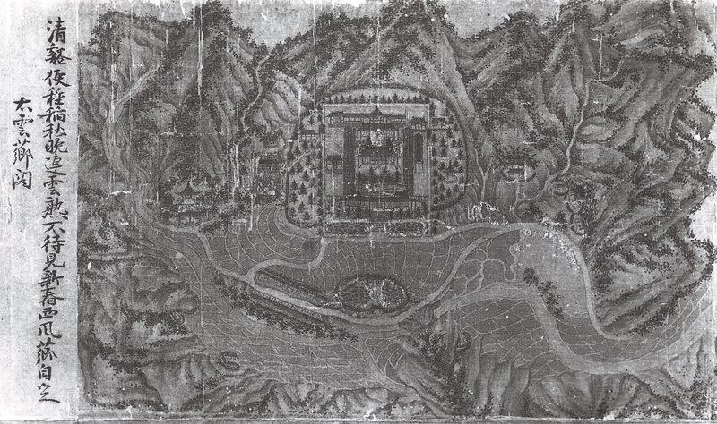 圖3 宋李公麟〈山莊圖〉「建德館、墨禪堂、華巖堂、雲薌閣」四段景，局部，義大利Villa I Tatti, Settignano藏。圖∣廖堯震
