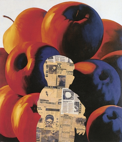 楊國辛《遺產之二》．油彩、綜合媒材、拼貼於畫布．135×405 cm（三聯作）．1996。圖｜中誠