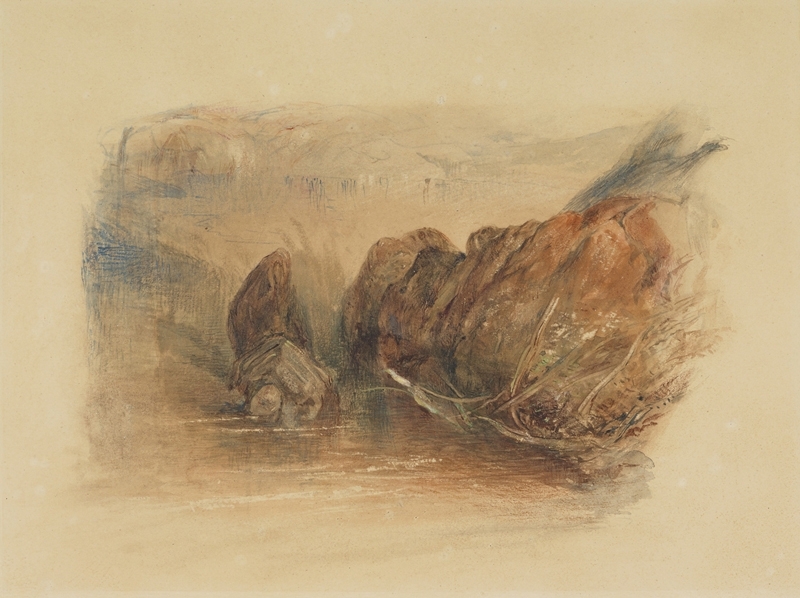 羅斯金John Ruskin│Rocks. Copy after Turner''s ''Llanberis Lake ... Drawing 14.7x19.8cm © National Galleries of Scotland, purchased 1980