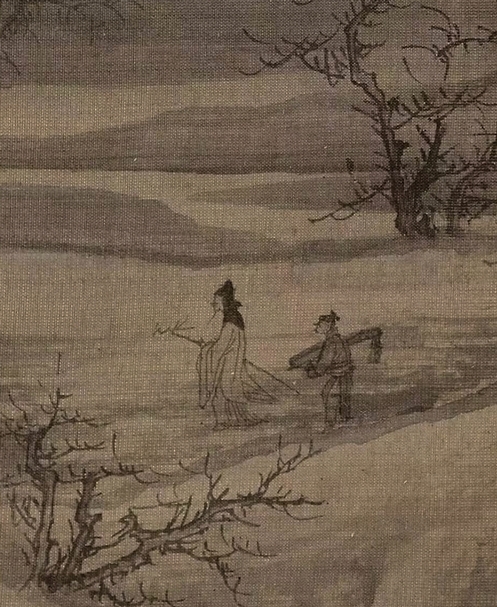 圖5 宋王詵〈漁村小雪圖〉頭戴風帽的文士。圖∣廖堯震