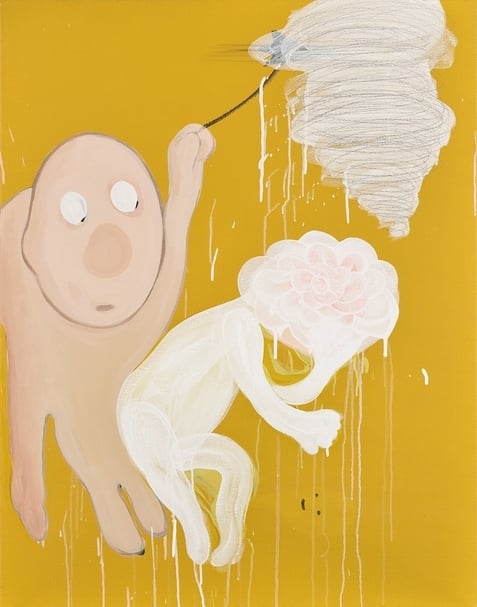 蕭筑方，手忙腳亂，117x91x5cm，壓克力顏料、畫布，2017，愛上藝廊提供