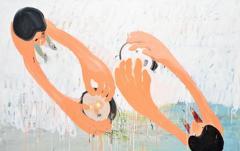 你捧一丸 我捧一丸，165x260x5cm，壓克力顏料、油畫、畫布，2017，愛上藝廊提供