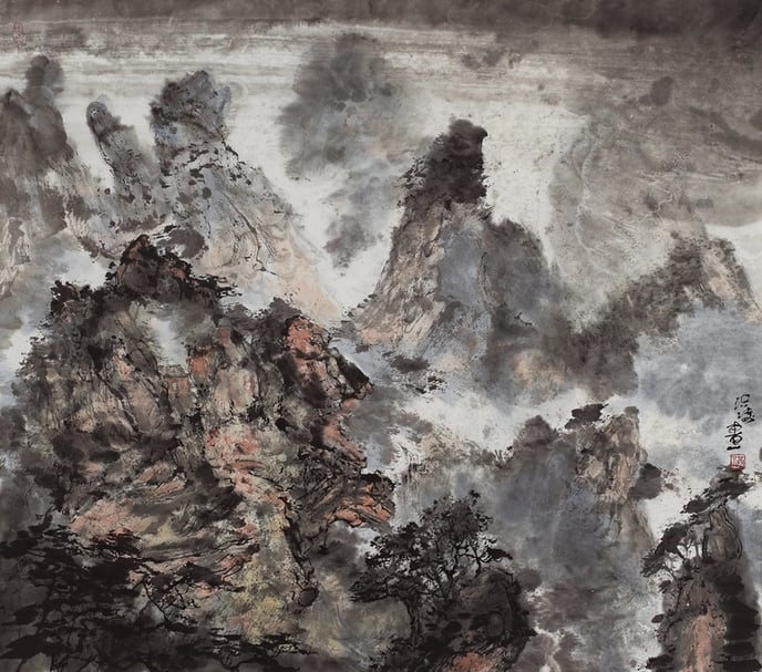 洪凌《冥然歸隱10》.水墨紙本.57×69 cm.2016-2017。圖|索卡藝術中心