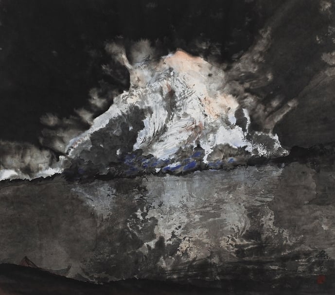 洪凌《冥然歸隱02》.水墨紙本.57×69 cm.2016-2017。圖|索卡藝術中心
