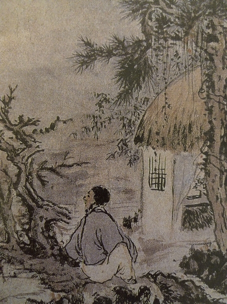 圖1 髡殘1658年作〈幽栖圖〉局部，上海博物館藏。圖∣李如珊