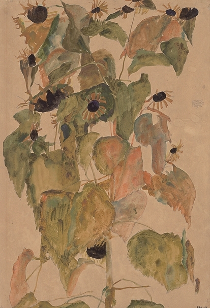 席勒1911年的作品《Sunflower》。圖|阿爾貝蒂娜博物館