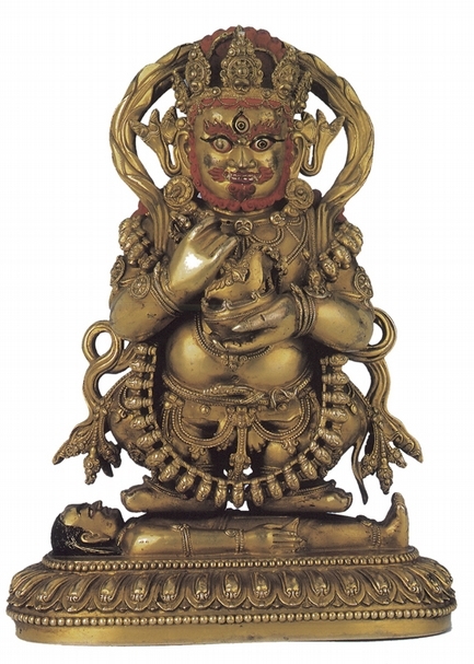 圖4 明永樂〈二臂大黑天〉,西藏日喀則薩迦寺藏。圖╱周景培