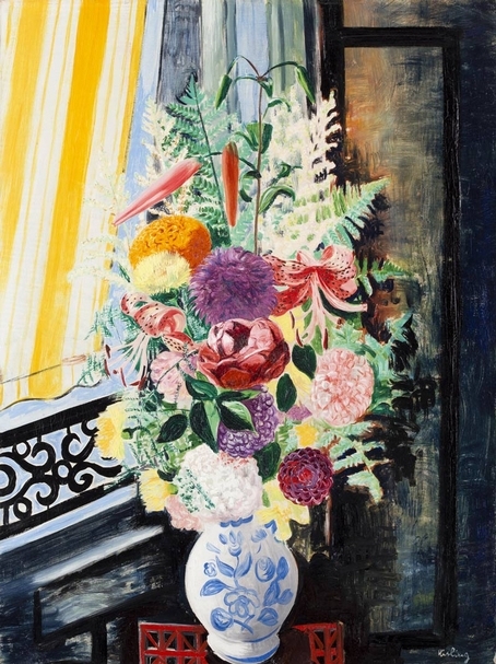 拍品編號101 Moise Kisling（奇斯林）（1891-1953），Bouquet varie，1927年作，81.0×60.0cm（25P），油彩・畫布・鏡框，右下方簽名，附Jean Kisling鑑定證明書，刊載文獻：『KISLING』P.199＜彩色圖版＞刊載（EDITE PAR JEAN KISLING），來源：Ilin 舊藏（以色列）、Daniel Malingue畫廊（巴黎）、個人藏（日本），估價：18,000,000-25,000,000日元。圖片提供：日本東京iART拍賣