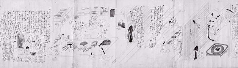 圖6 日本江戶時代天保十二年（1841）岡田為恭〈善教房繪詞模本〉，紙本水墨，34.2×344.7公分，日本大和文華館藏。圖∣日本大和文華館